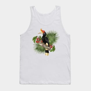 Illustration Hand drawn of Hornbill bird and flowers. Tank Top